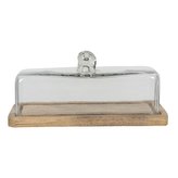 Skleněný poklop s dřevěnou podstavou