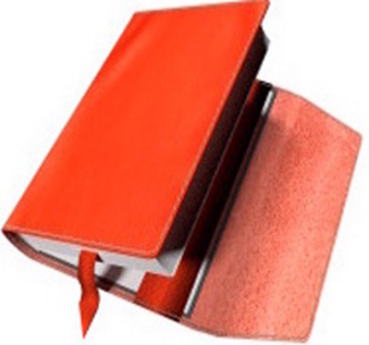 Variabilní kožený obal na knihu se záložkou - kůže cihlová