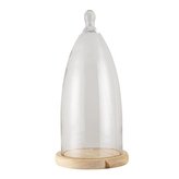 Skleněný poklop s dřevěnou podstavou Ø 20*41 cm