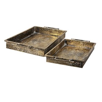 Sada dvou kovových podnosů 63*36*7 / 52*29*5 cm