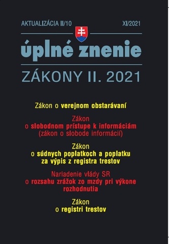 Aktualizácia II/10 2021 Verejné obstarávanie
