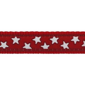 Vodítko RD přep. 25 mm x 2 m - Stars White on Red Vodítko RD přep. 25 mm x 2 m - Stars White on Red