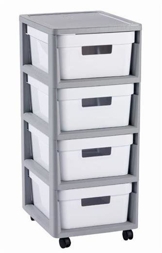 Regál Curver Infinity 4x11L se šuplíky šedobílý Regál Curver Infinity 4x11L se šuplíky šedobílý