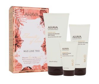 AHAVA Elements Of Love tělový krém Mud Leave-On Deadsea Mud Dermud Nourishing Body Cream 200 ml + krém na nohy Mud Leave-On Deadsea Mud Dermud Intensive Foot Cream 100 ml + krém na ruce Mud Deadsea Mud Dermud Intensive Hand Cream 40 ml