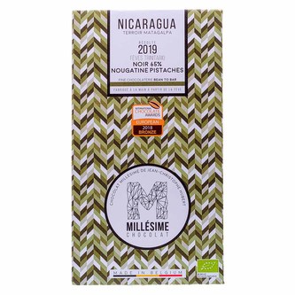 Millésime Chocolat Bio hořká čokoláda s pistáciovou náplní Nikaragua 65 %, 70 g