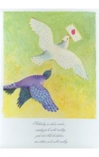 Pohlednice - Dvě holubičky s dopisem