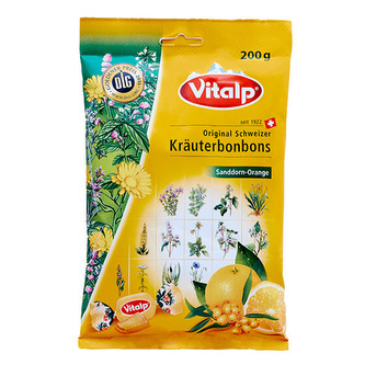 Topvet VITALP bylinné bonbony rakytník + pomeranč 200 g