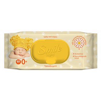 SMILE ubrousky vlhčené  60 ks s heřmánkem a aloe od 0+