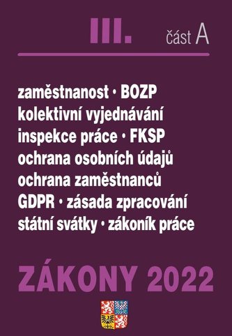 Zákony III/2022 část A – Zákoník práce