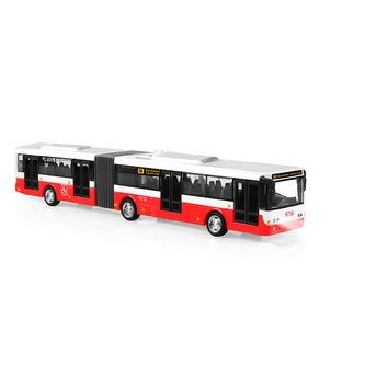 Autobus česky mluvící plast 36cm červený zpětný chod na bat. se světem se zvukem v krab. 40x10x7,5cm