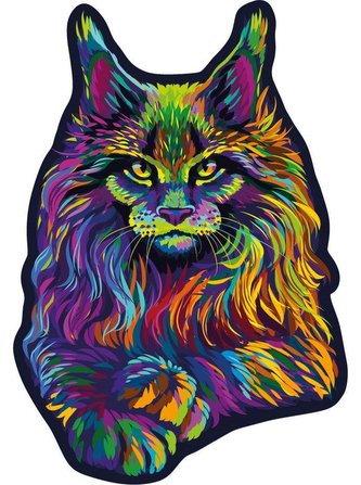 Puzzle Duhová divoká kočka, dřevěné, 274 dílků