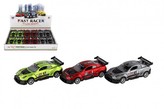 Auto závodní kov/plast 12cm na zpětné natažení 3 barvy 12 ks v boxu