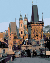 Malování podle čísel - MALOSTRANSKÉ MOSTECKÉ VĚŽE - 40x50 cm, bez rámu a bez vypnutí plátna