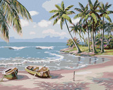 Malování podle čísel - VESLICE NA PLÁŽI - 40x50 cm, bez rámu a bez vypnutí plátna