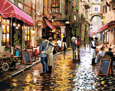 Malování podle čísel - PÁR U KAVÁRNY (RICHARD MACNEIL) - 40x50 cm, bez rámu a bez vypnutí plátna