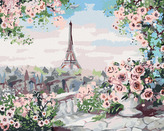 Malování podle čísel - EIFFELOVA VĚŽ Z BALKÓNU - 80x100 cm, vypnuté plátno na rám