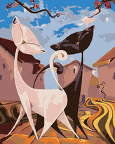 Malování podle čísel - KOČIČKY NA VYCHÁZCE MĚSTEM - 80x100 cm, vypnuté plátno na rám