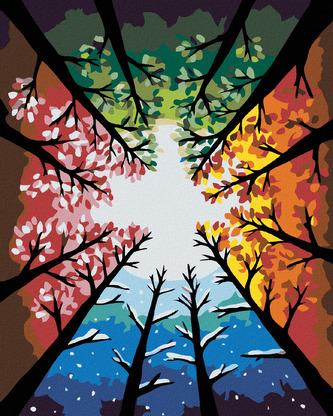 Malování podle čísel - ČTVERO OBDOBÍ - 80x100 cm, bez rámu a bez vypnutí plátna