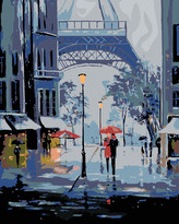 Malování podle čísel - ZIMA A EIFFELOVA VĚŽ - 80x100 cm, vypnuté plátno na rám