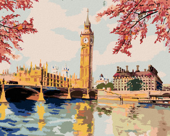 Malování podle čísel - BIG BEN NA PODZIM - 80x100 cm, vypnuté plátno na rám