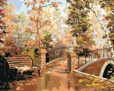 Malování podle čísel - LAVIČKA V PARKU - 80x100 cm, bez rámu a bez vypnutí plátna