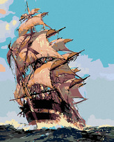 Malování podle čísel - PLACHETNICE VE VĚTRU - 40x50 cm, bez rámu a bez vypnutí plátna