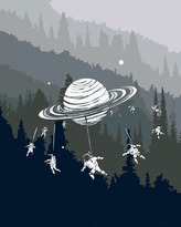 Malování podle čísel - PLANETA S KOSMONAUTY - 40x50 cm, vypnuté plátno na rám