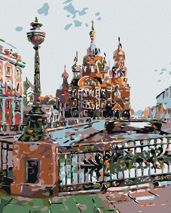 Malování podle čísel - ŘEKA PŘED KATEDRÁLOU - 40x50 cm, vypnuté plátno na rám