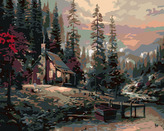 Malování podle čísel - SRUB - 40x50 cm, vypnuté plátno na rám