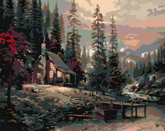 Malování podle čísel - SRUB - 40x50 cm, vypnuté plátno na rám