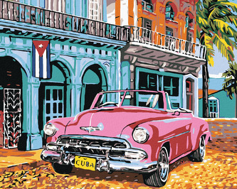 Malování podle čísel - STARÁ AMERIKA NA KUBĚ - 40x50 cm, bez rámu a bez vypnutí plátna