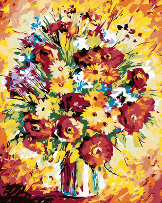Malování podle čísel - VELKÁ KYTICE LUČNÍHO KVÍTÍ - 40x50 cm, bez rámu a bez vypnutí plátna