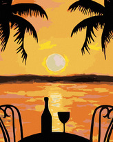 Malování podle čísel - ROMANTIKA POD PALMOU - 80x100 cm, bez rámu a bez vypnutí plátna