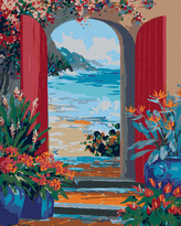 Malování podle čísel - ZE ZAHRADY NA PLÁŽ - 40x50 cm, vypnuté plátno na rám