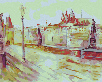 Malování podle čísel - ABSTRAKTNÍ KARLŮV MOST - 40x50 cm, bez rámu a bez vypnutí plátna