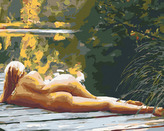 Malování podle čísel - NA MOLU - 80x100 cm, vypnuté plátno na rám