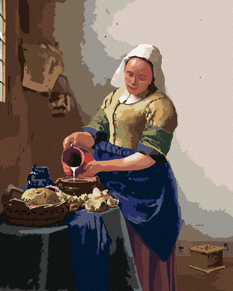 Malování podle čísel - MLÉKAŘKA (J. VERMEER) - 80x100 cm, vypnuté plátno na rám