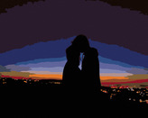 Malování podle čísel - MILENCI V NOCI NAD MĚSTEM - 80x100 cm, vypnuté plátno na rám