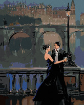 Malování podle čísel - TANEC POD LAMPOU - 40x50 cm, bez rámu a bez vypnutí plátna