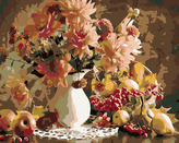 Malování podle čísel - KVĚTINY VE VÁZE - 80x100 cm, bez rámu a bez vypnutí plátna