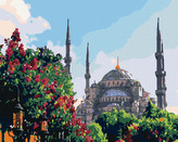 Malování podle čísel - KRÁSNÁ STAVBA V KVĚTINOVÉ ZAHRADĚ - 40x50 cm, bez rámu a bez vypnutí plátna