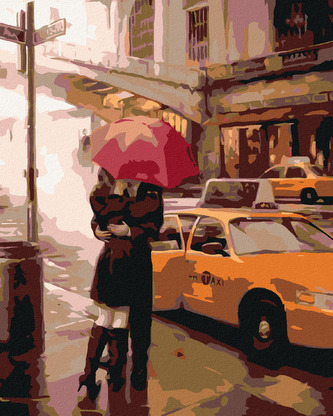 Malování podle čísel - LOUČENÍ U TAXI - 40x50 cm, bez rámu a bez vypnutí plátna