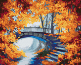 Malování podle čísel - SCHODY V PODZIMNÍM LESE - 40x50 cm, vypnuté plátno na rám