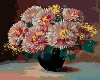 Malování podle čísel - KVĚTINY V ČERNÉ VÁZE - 40x50 cm, bez rámu a bez vypnutí plátna