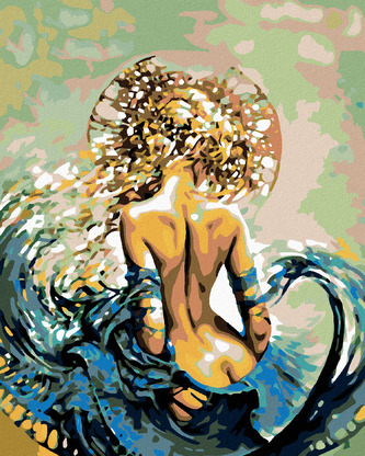 Malování podle čísel - ŽENA VE VLNÁCH - 80x100 cm, bez rámu a bez vypnutí plátna