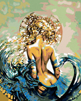 Malování podle čísel - ŽENA VE VLNÁCH - 40x50 cm, bez rámu a bez vypnutí plátna