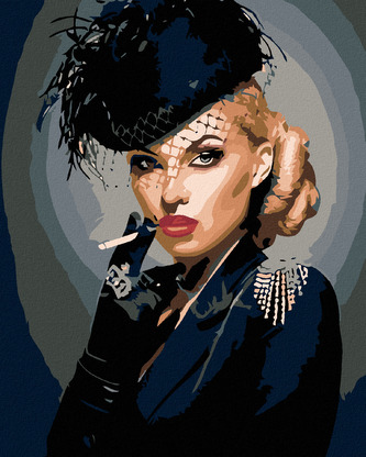 Malování podle čísel - ŽENA V ČERNÉM - 40x50 cm, bez rámu a bez vypnutí plátna