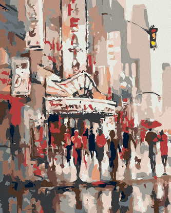 Malování podle čísel - LIDÉ U DIVADLA - 40x50 cm, bez rámu a bez vypnutí plátna