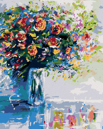 Malování podle čísel - KYTICE ČERSTVÝCH KVĚTIN - 40x50 cm, bez rámu a bez vypnutí plátna