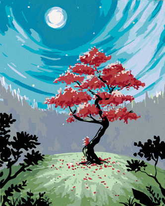 Malování podle čísel - ÚPLŇKOVÝ STROM - 40x50 cm, vypnuté plátno na rám